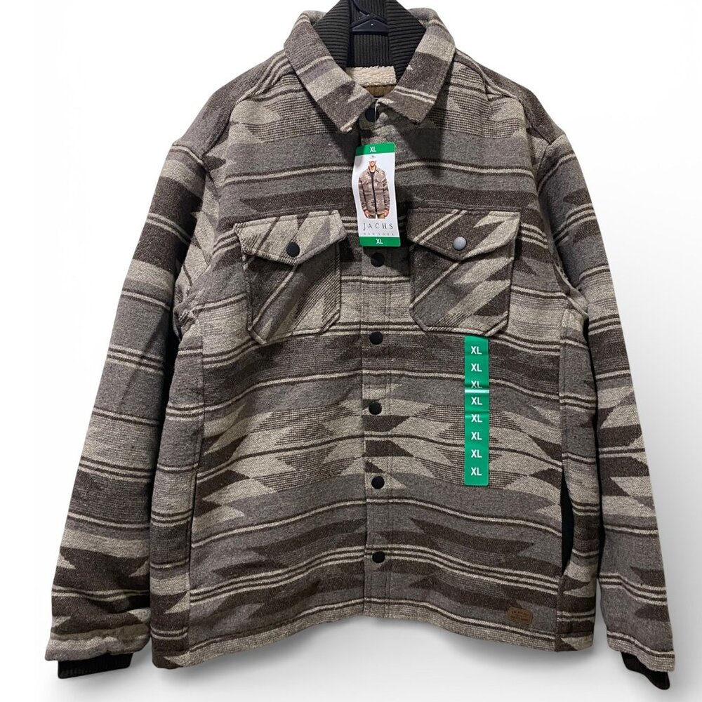 NWT Jachs New York Mens Aztec Sherpa-Lined Snap Button Jacket XL